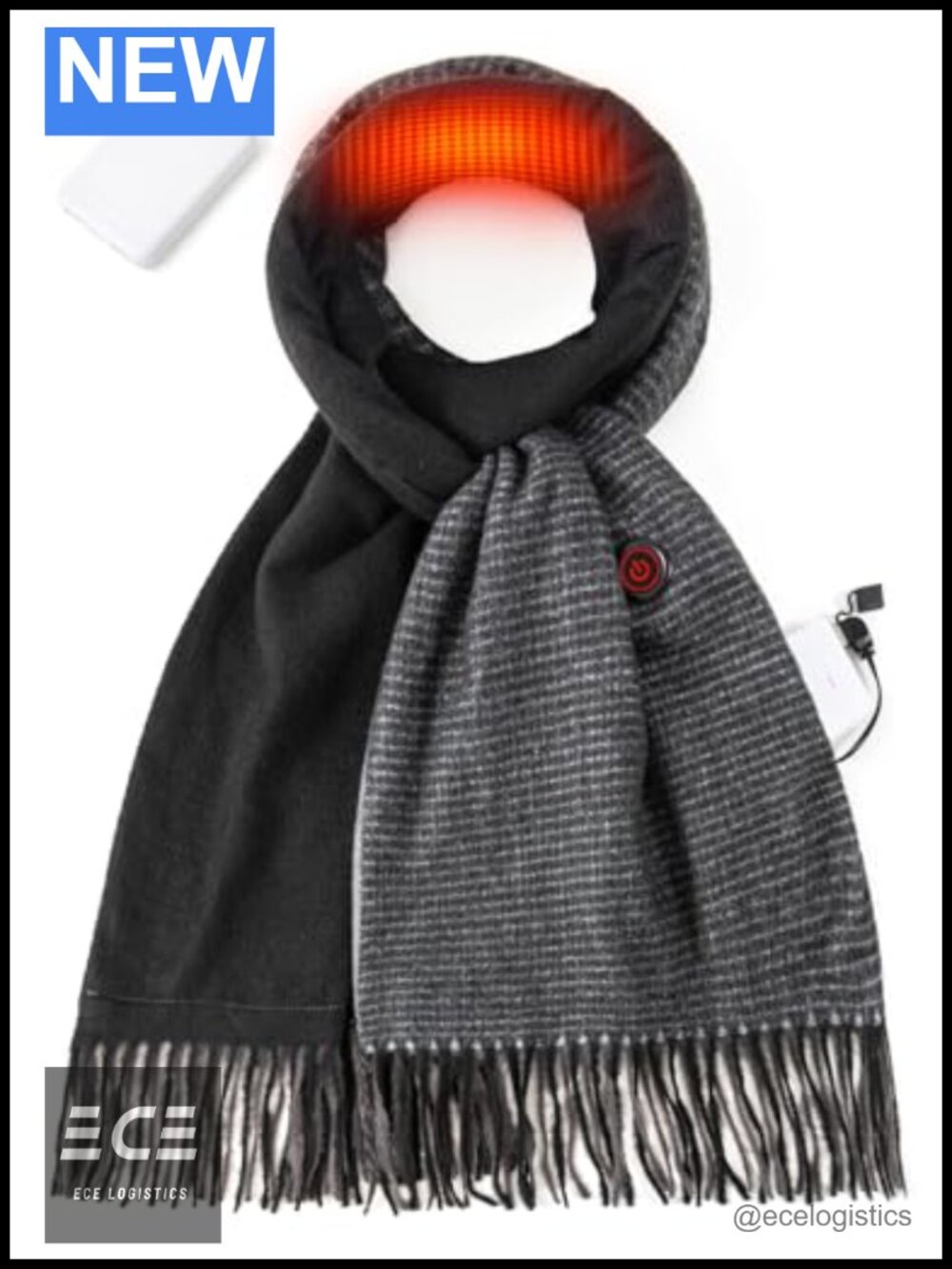 Heated Scarf 5000mAh Rechargeable Electric 3 Modes Polyester